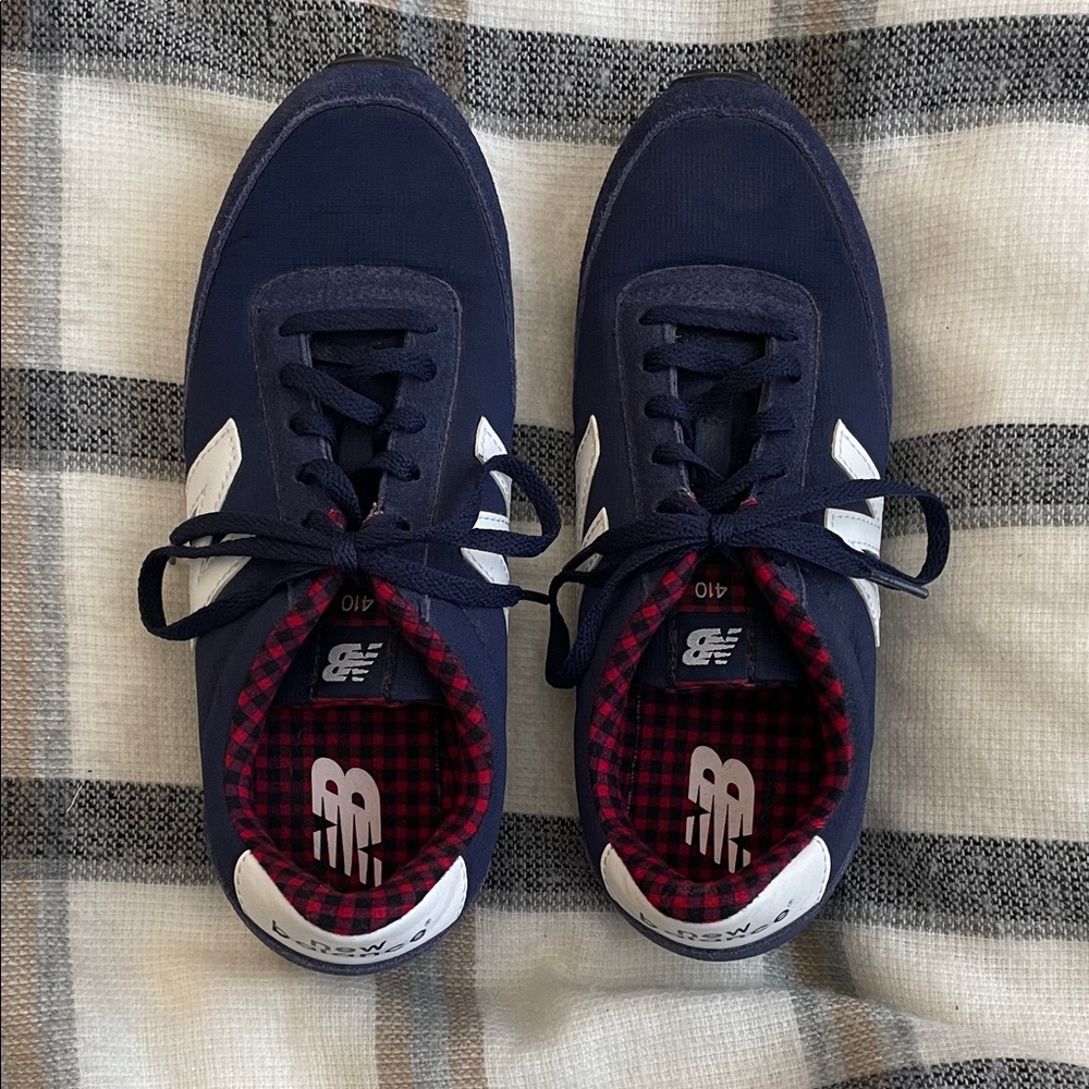 New Balance EUC 410 Blue Skinny Sneakers with Buffalo Plaid Accents-Size 7.5